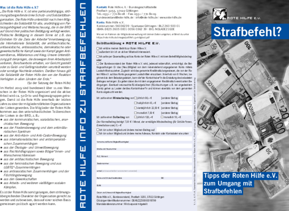 Vorschaubild: Flyer "Strafbefehl?"